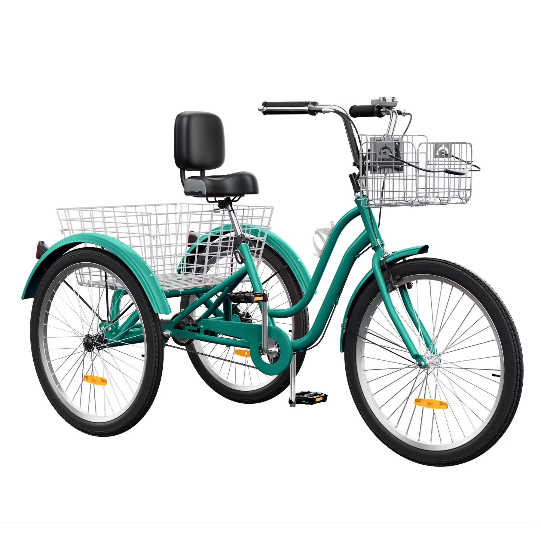 Dextrus 24 in 3 - Wheel Bike, Single Speed Adult Trike, Low Step - Through Cruiser with Front & Rear Baskets, Large Adjustable Seat with Backrest for Seniors, Men, and Women (Purple)