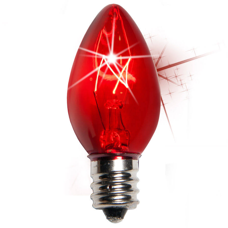 Wintergreen Lighting C7 Twinkle Transparent Bulbs, Set of 25, Red