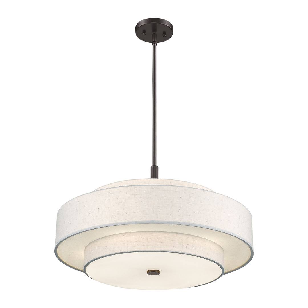 Arnob 5 - Light Shaded Drum Chandelier Lark Manor Finish: English Bronze, Shade Color: Oatmeal