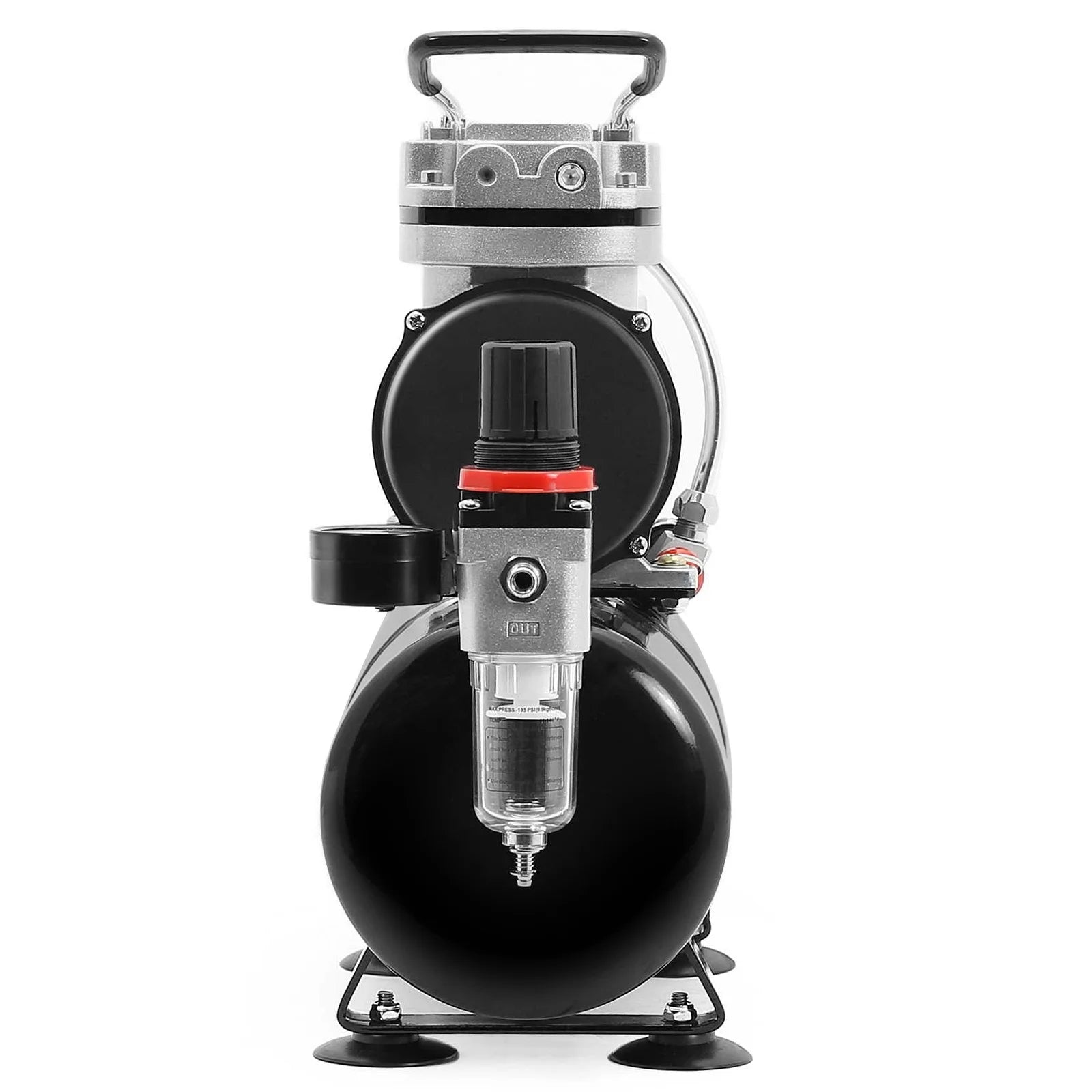 Pointzero 1/5 HP Airbrush Compressor with Air Tank, Regulator, Gauge and Water Trap - Quiet Portable Pump