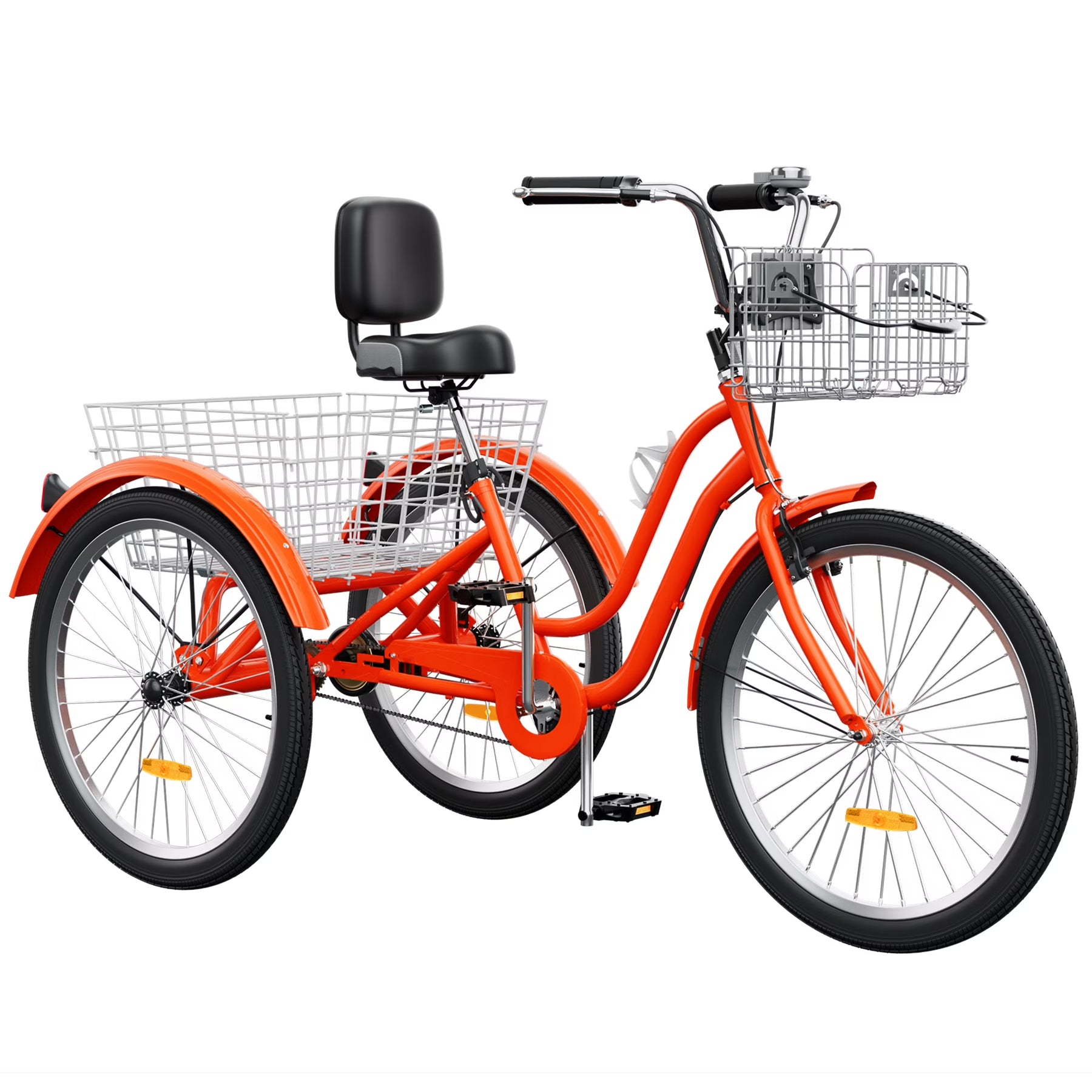 Dextrus 24 in 3 - Wheel Bike, Single Speed Adult Trike, Low Step - Through Cruiser with Front & Rear Baskets, Large Adjustable Seat with Backrest for Seniors, Men, and Women (Purple)