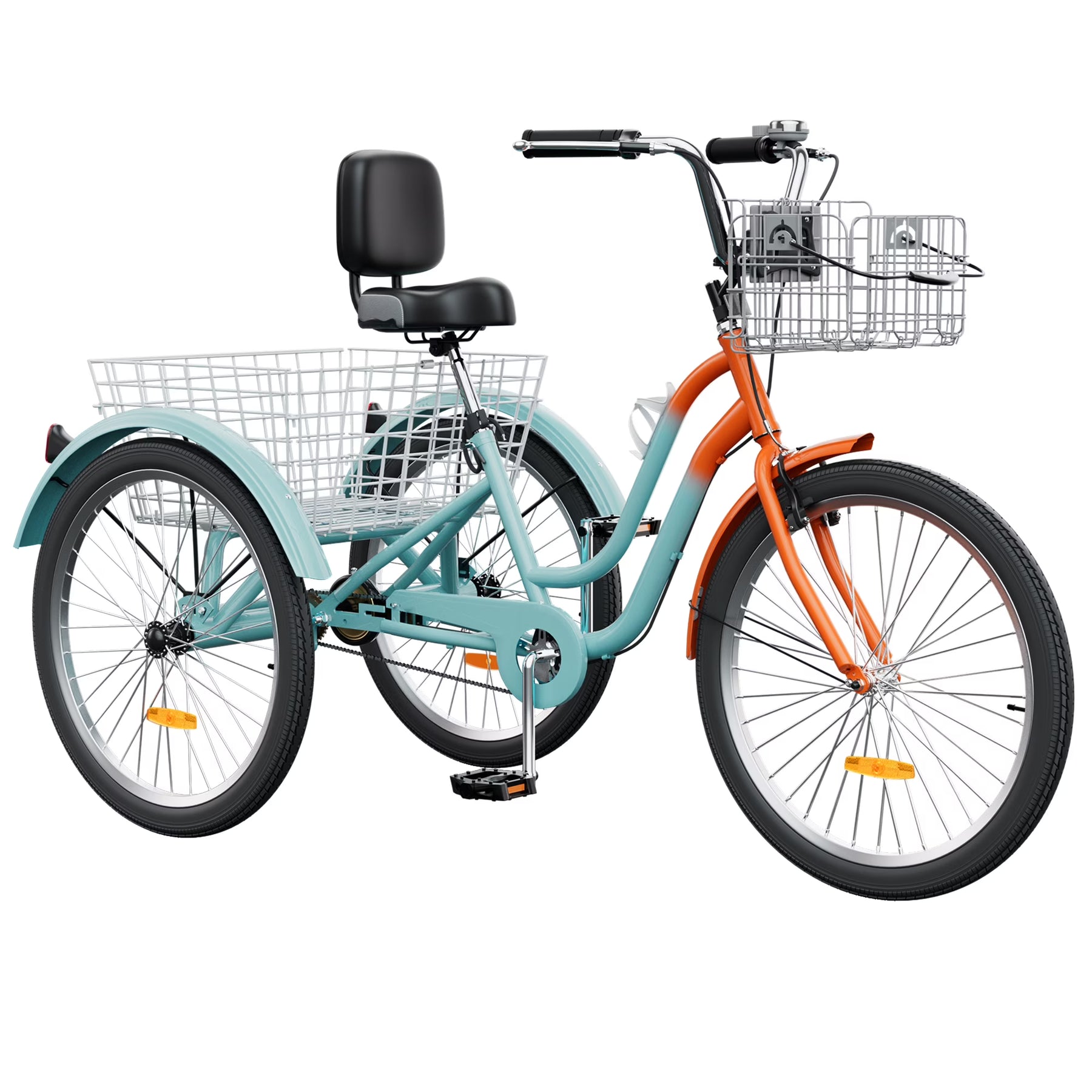 Dextrus 24 in 3 - Wheel Bike, Single Speed Adult Trike, Low Step - Through Cruiser with Front & Rear Baskets, Large Adjustable Seat with Backrest for Seniors, Men, and Women (Purple)