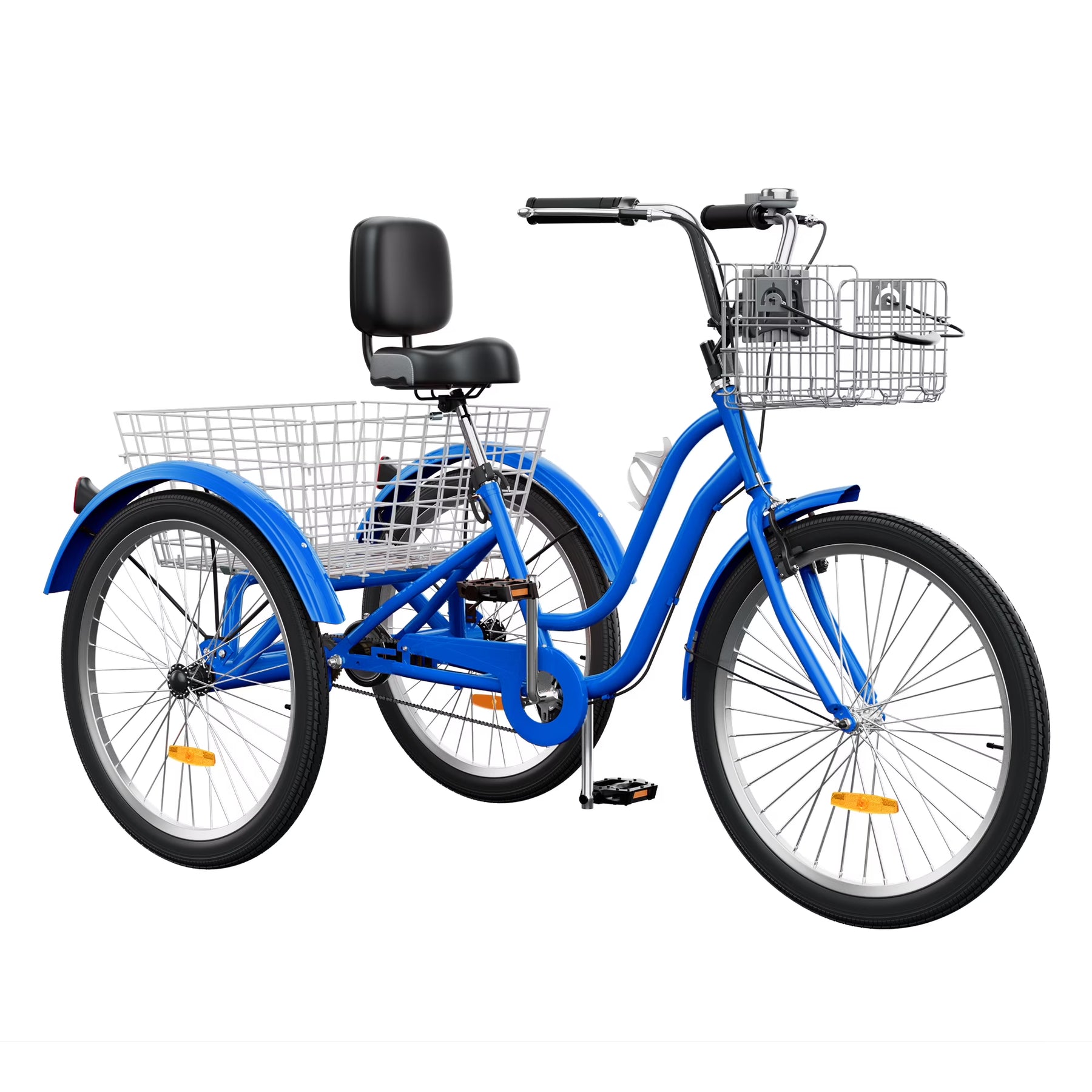 Dextrus 24 in 3 - Wheel Bike, Single Speed Adult Trike, Low Step - Through Cruiser with Front & Rear Baskets, Large Adjustable Seat with Backrest for Seniors, Men, and Women (Purple)