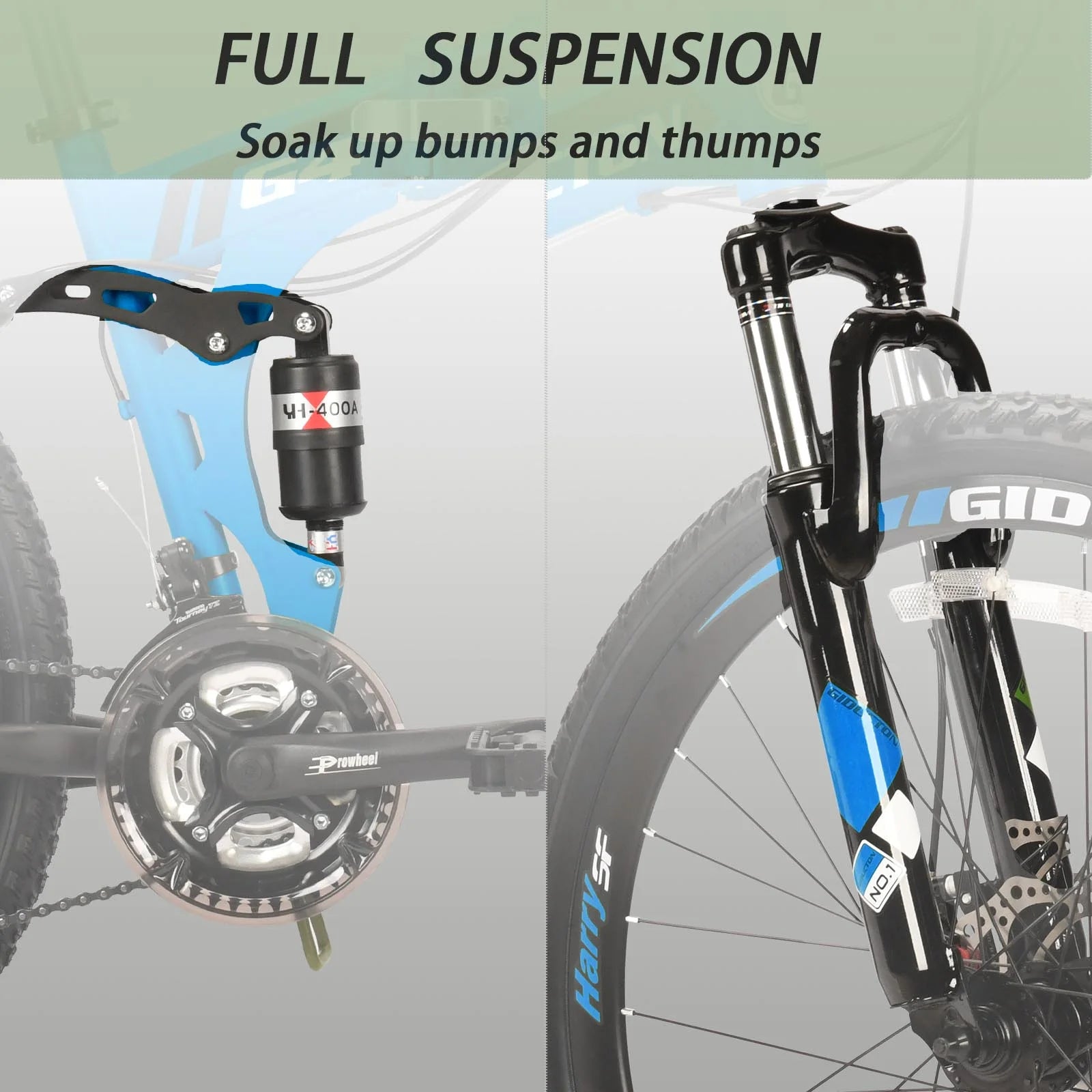26"full Suspension Folding Mountain Bike 21 Speed 17" Foldable Frame Bicycle Men or Women MTB for Afult Blue