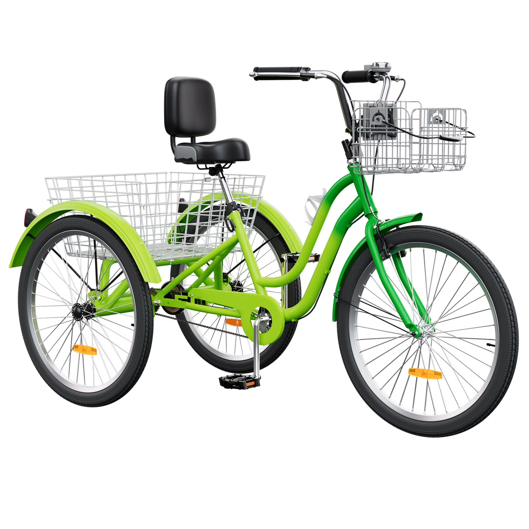 Dextrus 24 in 3 - Wheel Bike, Single Speed Adult Trike, Low Step - Through Cruiser with Front & Rear Baskets, Large Adjustable Seat with Backrest for Seniors, Men, and Women (Purple)