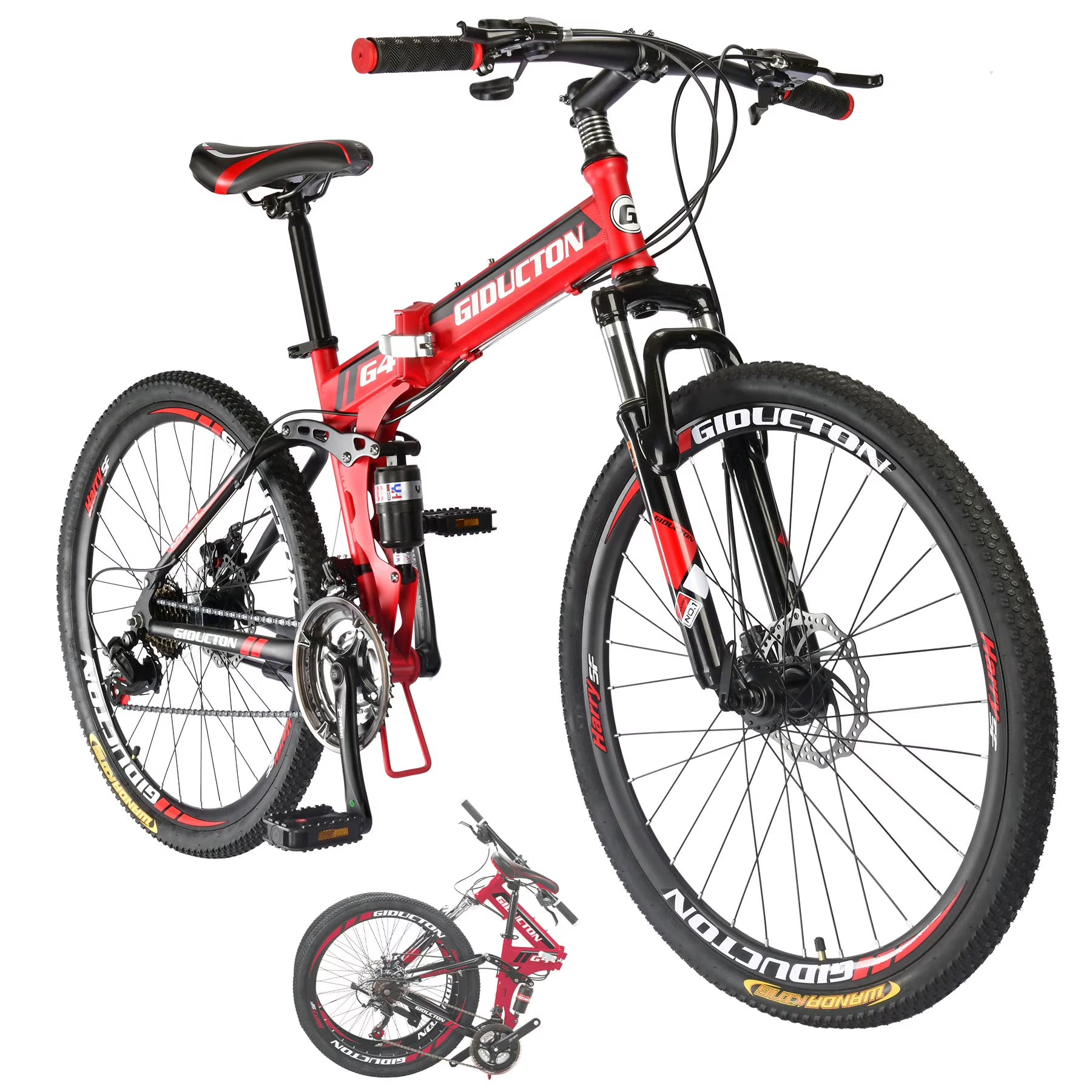 26"full Suspension Folding Mountain Bike 21 Speed 17" Foldable Frame Bicycle Men or Women MTB for Afult Blue