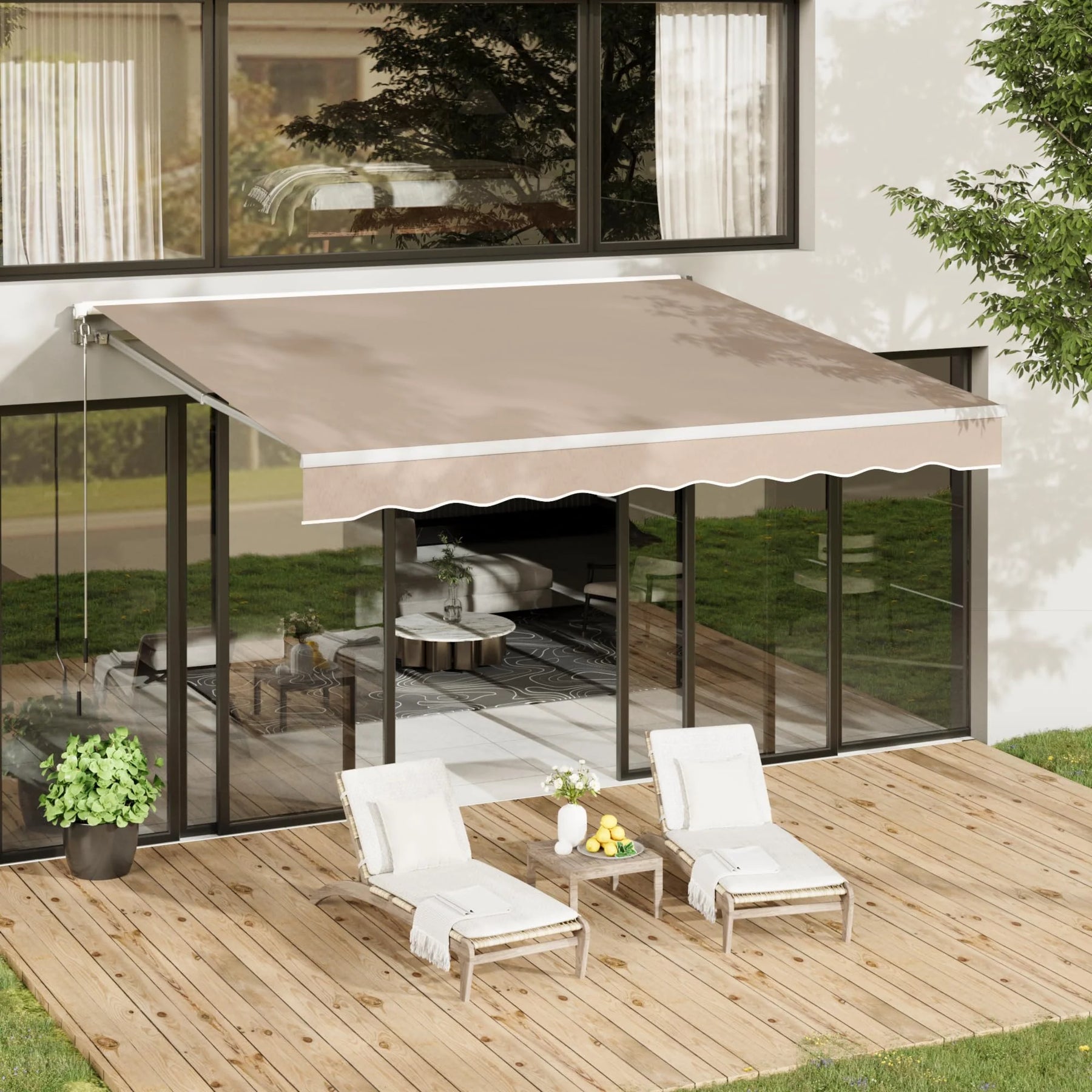AECOJOY 16'x10' Manual Retractable Awning Sun Shade, Patio Awning Canopy